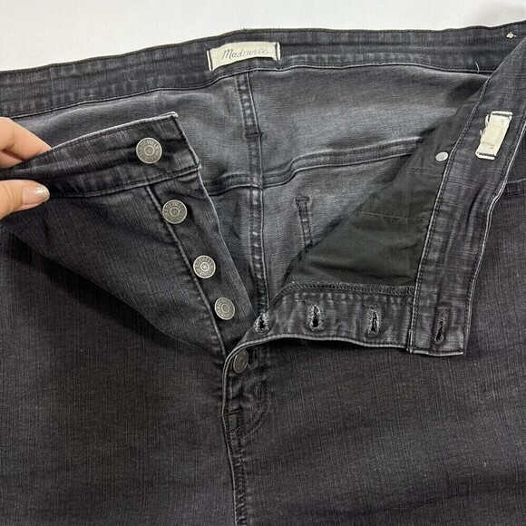 MADEWELL 10” High Rise Skinny Black Jean Size 36 Button Fly Fray Hem AA590 - Picture 8 of 13